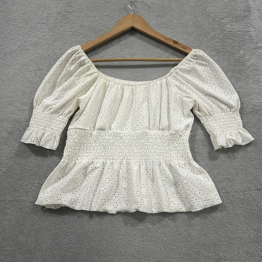 Urban Romantics Shirt Top Blouse Women S White Lace Ruffle Coquette Cottage Vtg